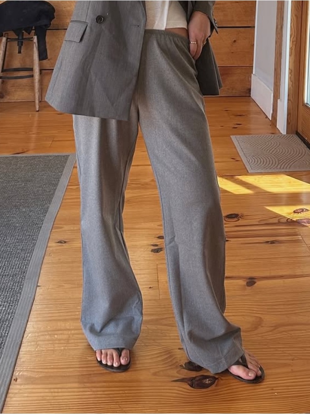 NWT Donni The Flannel Simple Pants Elastic Waist Pull On Trousers Heather Grey - Picture 2 of 12